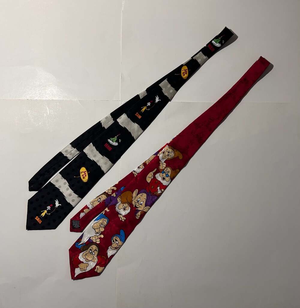 2-Piece Vintage Character Necktie Lot: Dr. Seuss' Silk Tie and Disney 'Snow Whit